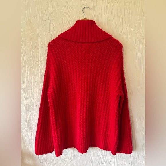 Maeve Knit Slouch Cowl Oversized Woven Crochet Turtleneck Sweater Pullover - Picture 9 of 10